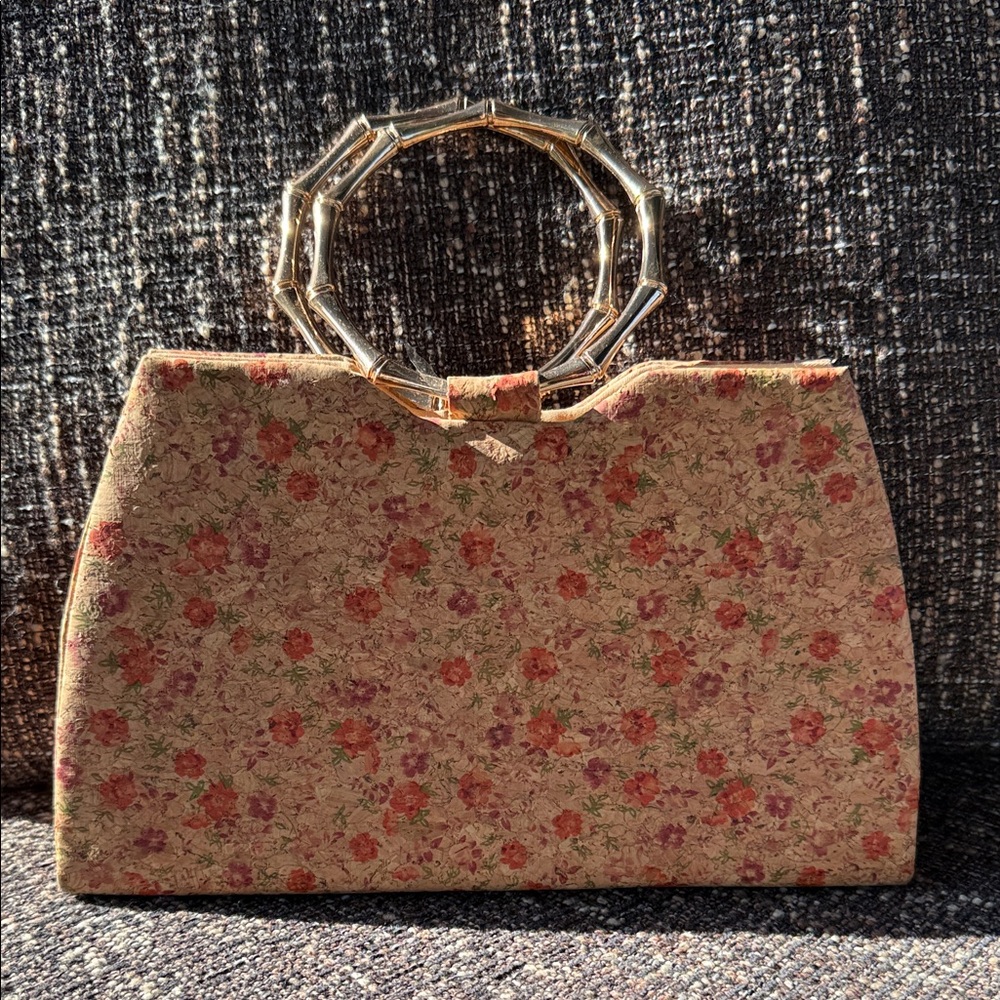 Chic Floral Clutch with Gold Accent Handle